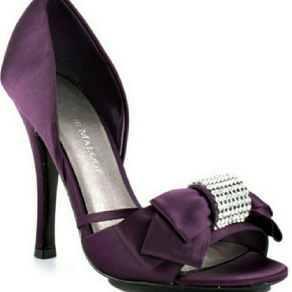 Adrienne Maloof Purple Heels with Bow and Rhinestone